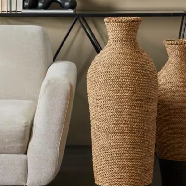 33 in. Brown Handmade Tall Woven Floor Seagrass Decorative Vase