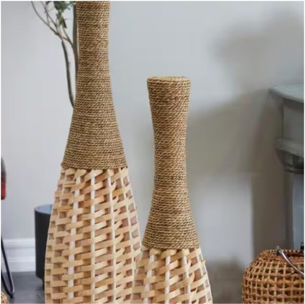 32 in. Brown Handmade Tall Woven Floor Seagrass Decorative Vase